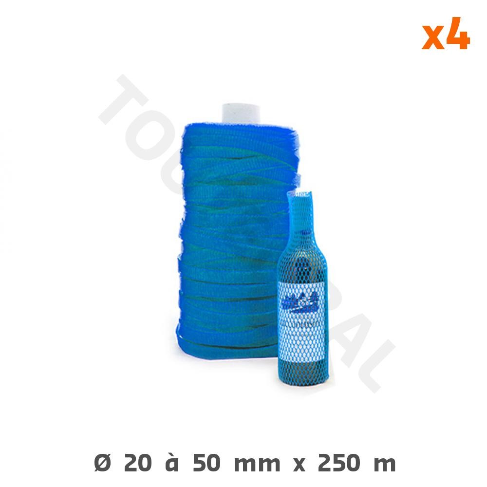 Gaine filet plastique bleu 20/50 mm emballage tubulaire elastique 250 m