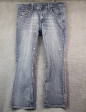 Axel Vintage Boot Mens Jeans Distressed 36x32 Cotton Blue Button Pocket