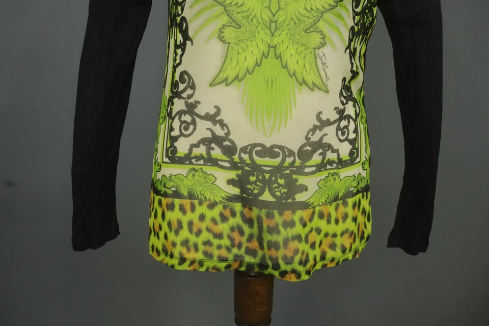 Blusa Top Just Cavalli Multi Geométrica Viscosa Cuello Redondo Manga Larga Talla S Foto 3 de 4