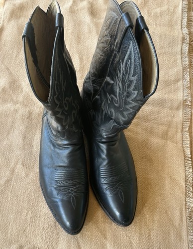 Vintage Dan Post Black Leather Cowboy Boots Sz 11D style/model 581362 Euc - Image 1