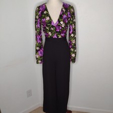 Preloved Belle Badgley Mischka Women's Black Floral Jumpsuit Size 0