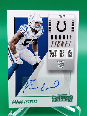 Darius Leonard 2018 Panini Contenders 319 Colts Autograph Rookie RC Card SC #1