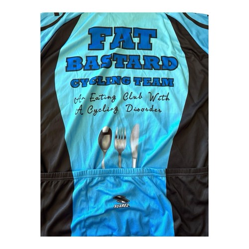 Maglia Fat Bastard Cycling Team Uomo 5 XL Austin Powers Blu Nero Cerniere Nuova con etichette - Foto 6 di 19