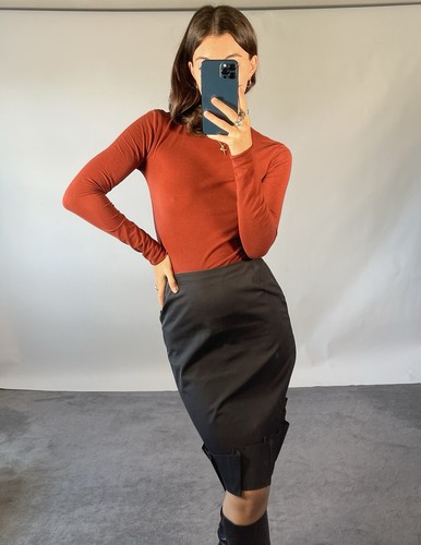 Prada, Prada IT42 UK10 Rock Schwarz Baumwolle Bleistift Knielang Vintage Aline Minimalistisch