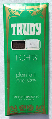 Trudy 1970s Vintage Italian Plain Knit One Size Mid Grey Tights Fits Hips To 42''