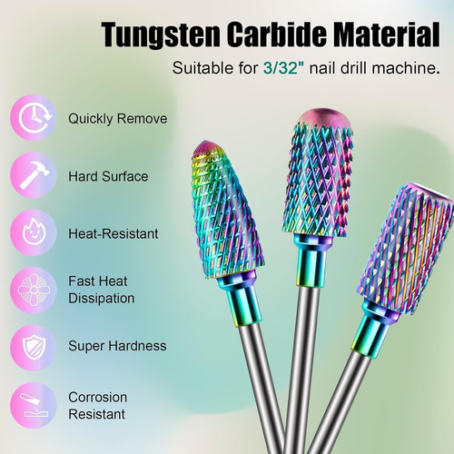 13PCS Nail Drill Bits Set, 3/32 Inch Professional Bits for Nail Tech, Carbide Ce - Picture 4 of 12