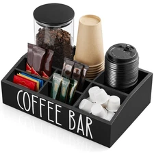 Coffee Station Organizer for Countertop - 7 Compartments Coffee Bar Accessori...