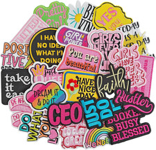 25 Pcs Phrase Iron on Patches for Girls, Assorted Styles Patches for Hat, Positi