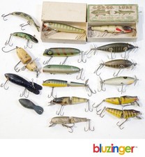 (17) Vintage Fishing Lures Creek Chub Pflueger Paw-Paw South Bend Helin Bomber +