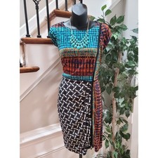 Laundry Women's Multicolor Polyester Round Neck Short Sleeve Knee Length Dress 2