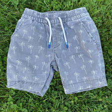 GAP Kids Boys Gray Palm Tree Print Shorts Pull-On Elastic Waist SZ XS 4/5 