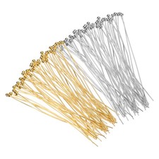 200Pcs Plated Ball Head Pins 50mm 24 Gauge Silver and Gold