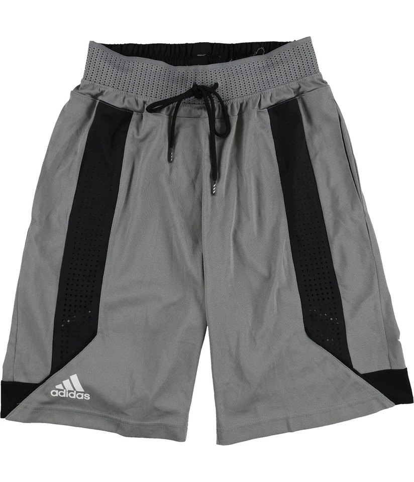 Pantalones Cortos de Entrenamiento Atléticos Adidas Para Hombre Sólidos y de Malla, Negro Gris, M