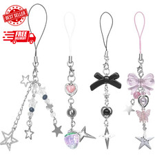 1-4PCS Cute Phone Charms Aesthetic Y2K Cell Phone Charms Strap Pink Strawberry B