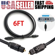 6ft Digital Optical Audio Cable Toslink SPDIF 6 Fiber Optic Cord Sound Bar TV HD