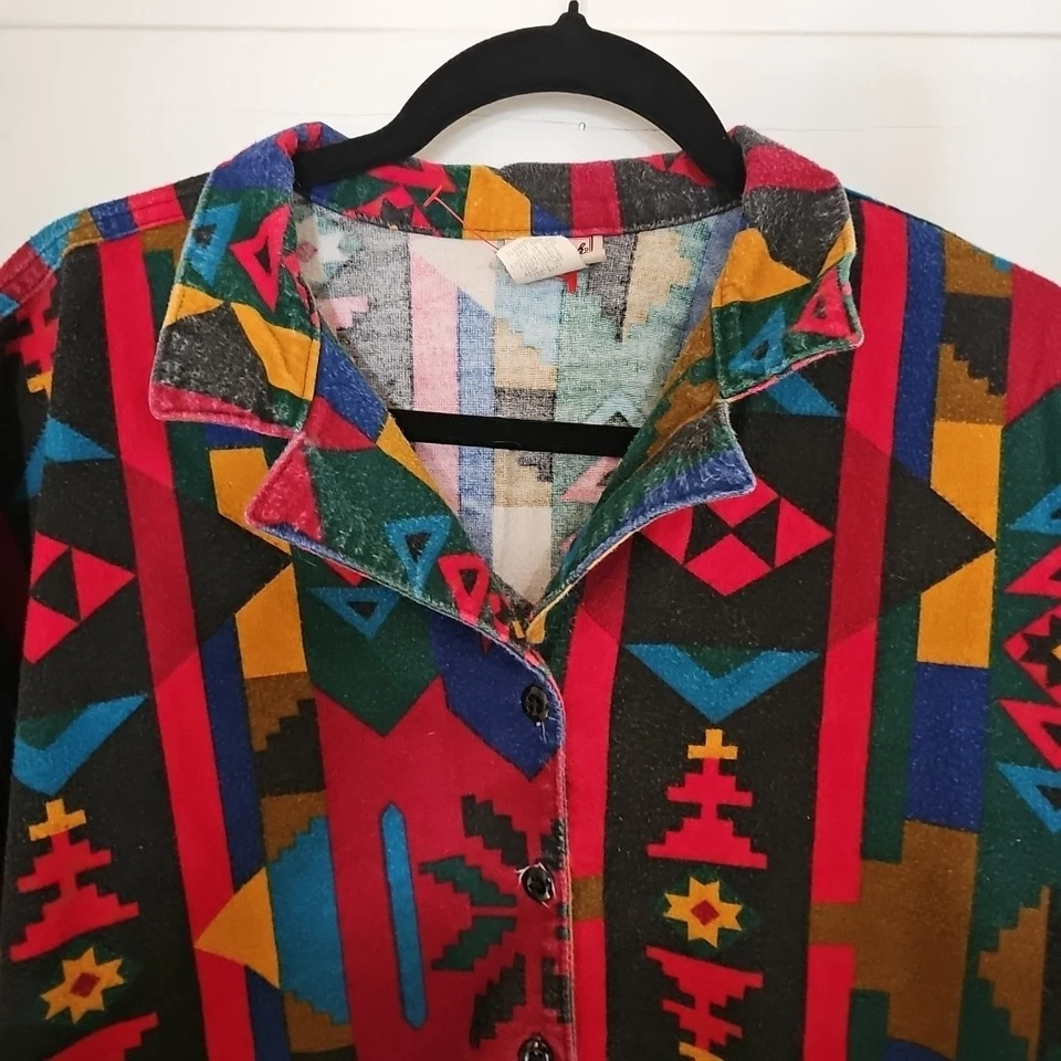 De Colección Woolrich Franela Navajo Indio Manta Azteca Abotonada Camisa Vestido XL Foto 2 de 4