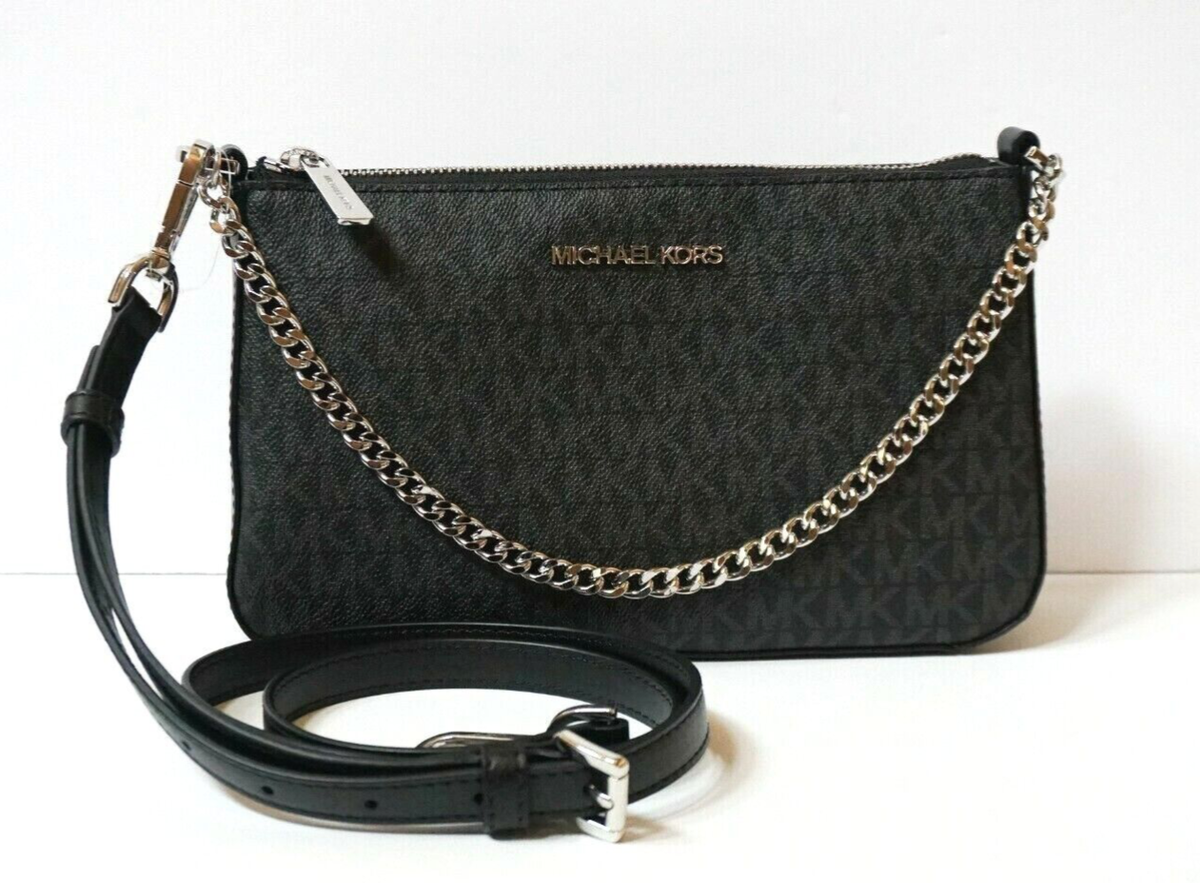 MICHAEL KORS JET SET TRAVEL CHAIN SHOULDER CROSSBODY BAG MK BLACK