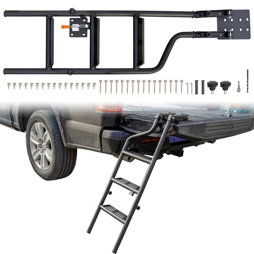 Universal 45 Foldable Pickup Truck Tailgate Ladder, Heavy Duty Folding Tailgate