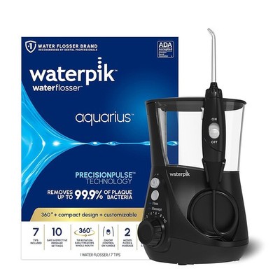 Waterpik Aquarius Water Flosser WP-662 Black 10 Settings 7 Tips Oral Irrigator