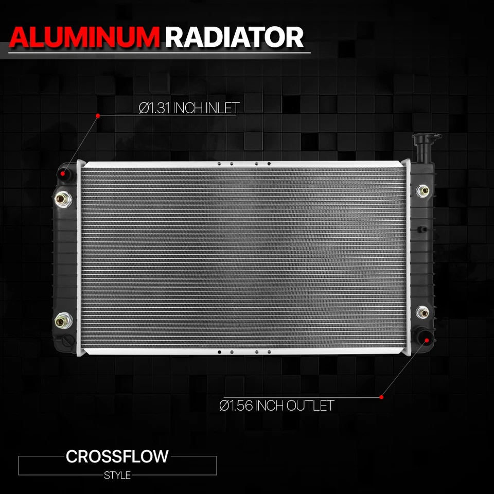 [DPI 2042] Radiador de núcleo de aluminio estilo OE para 96-02 Chevy Express/GMC Savana Foto 2 de 4