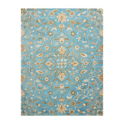 LoomBloom 7'8''x10' Aqua Hand Tufted Floral 100% Wool Oriental Area Rug