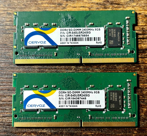 16GB (2x8GB 1Rx8) DDR4 SO-DIMM 2400 MHz RAM Module - Cervoz CIR-S4SUSR2408G
