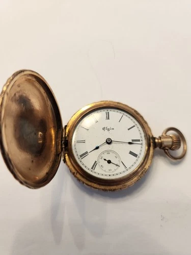 1897 Elgin G109 0S 7J Pocket Watch Fahys Montauk GF Hunter Case Parts Repair