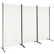 Folding Privacy Partition Screen 3-Panel Room Divider for Office Room White