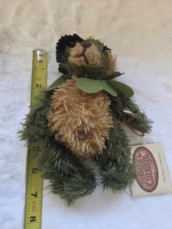 Vintage Ganz Cottage Belly Button Leprechaun Bear Plush Collectible Toy Jointed  - Image 3 of 4