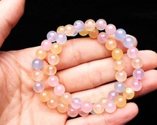 8mm 2Pcs Genuine Natural Colorful Morganite Gemstone Round Beads Bracelet AAA