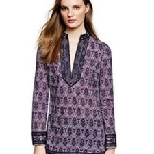 Tory Burch Blouse Tunic Geometric Pattern Boho Resort Size 0