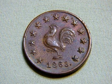 Rare 1863 Civil War Token - Christian Rauh Confectioner, N.Y. With Rooster Image