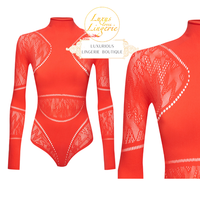 Sporty Logo Net Body By Wolford L Hibiscus Koralle Langarm Mit Netz Design