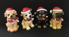 Christmas Holiday Dog Figures X4 Dog Figurines Shelf Display S1D23