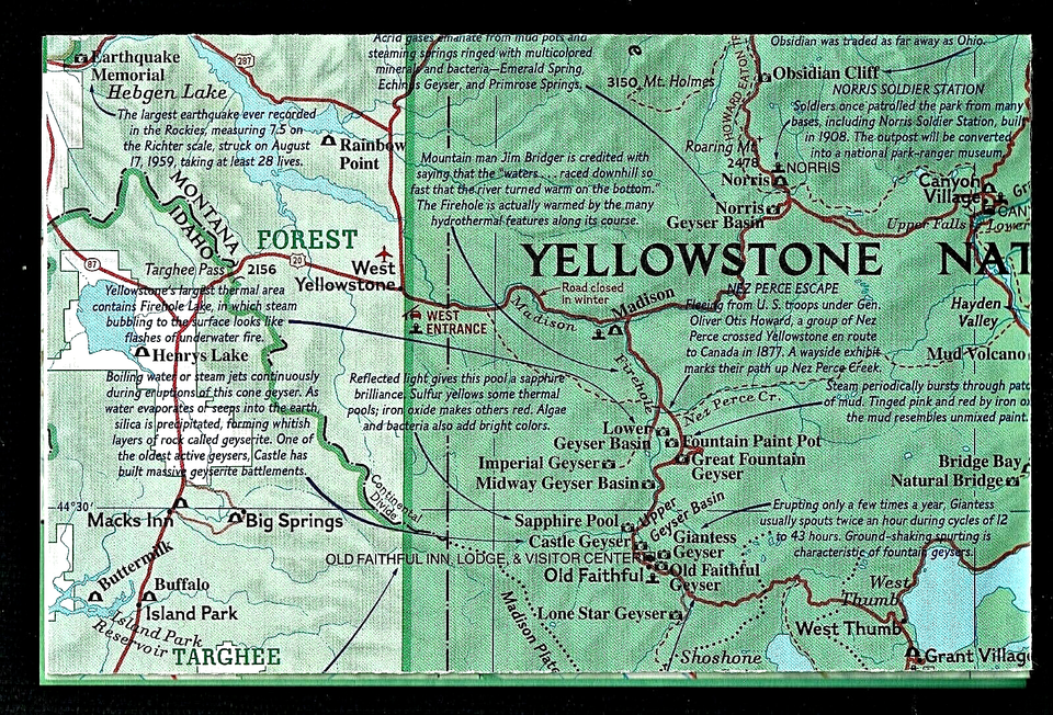 19892 February National Geographic Map YELLOWSTONE & GRAND TETON PARKS