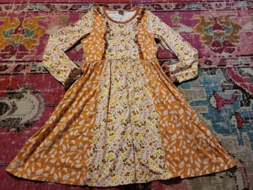 VGUC Wildflowers girls fall autumn long sleeve twirl dress tween size 14 leaves - Picture 1 of 3