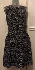 Ladies Lined Gap Dress Black with Grey White Pattern - Size UK 8