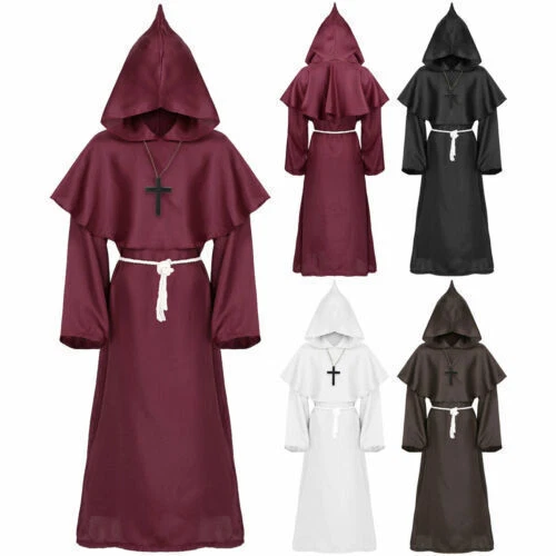 Renaissance Priester Zauberer Gewand Halloween Cosplay Kostüm Cape mit Kapuze Unisex - Bild 1 von 44