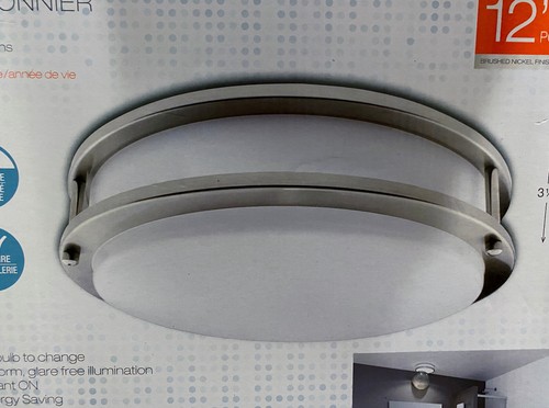 Sylvania Flushmount 12" Light Fixture Brushed Nickel 4k Cool White 1000 Lumens - Picture 8 of 24