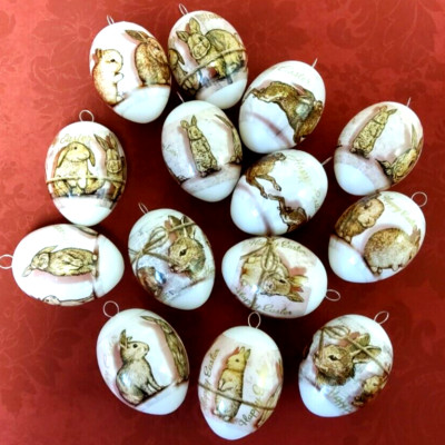 Osterdekoration- 14 Ostereier für Innen und Außen- Kunststoff-NR 4-Happy Eastern