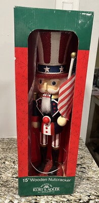 Hollywood Kurt Adler 15-Inch Uncle Sam Nutcracker – Patriotic Wooden Holiday Decor