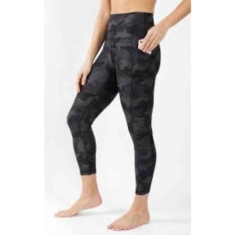 90 Degrees Flex Camo Black Long Leggings Activewear Workout