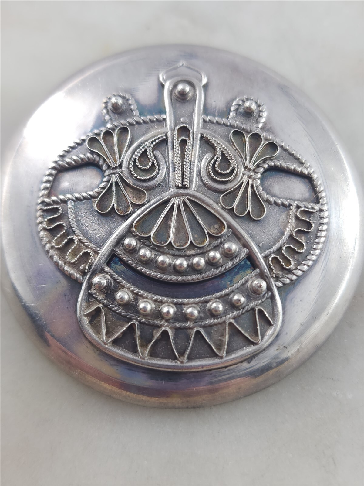 Russian Vintage Solid Sterling Silver Brooch Pin … - image 1