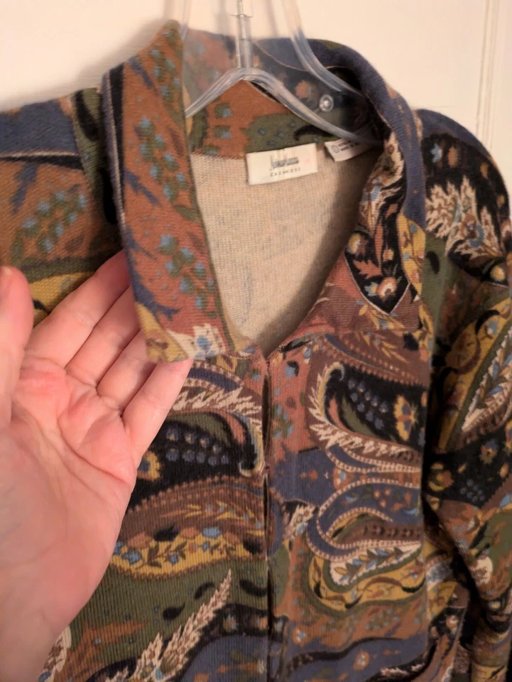 Blusa Suéter Neiman Marcus De Colección L Cuello Cachemira Múltiples Ganchos Cierres Foto 3 de 4