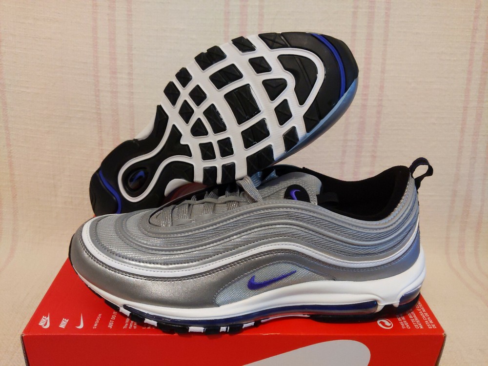 Nike Air Max 97 Silver Purple Bullet AM97 DJ0717 001 Men Size 13 with Fat Laces