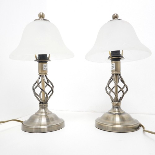 2x Homebase Taupe Brown Retro Style Frosted Glass Shade Pair Vintage 