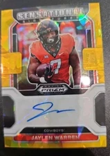 Jaylen Warren Sensational Signatures Yellow  Gold Cracked Ice 2022 Prizm Draft