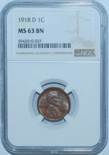 1918 D NGC MS63BN Brown Lincoln Wheat Cent