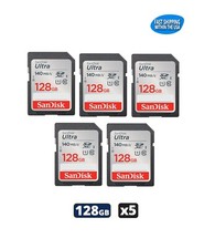 Sandisk Ultra 128GB SD cards for Camera / Trail Camera / Computers 5 Pack 