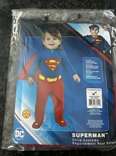 DC Baby Boy's Superman Romper Costume 0-6 months NEW jumper w removeable cape